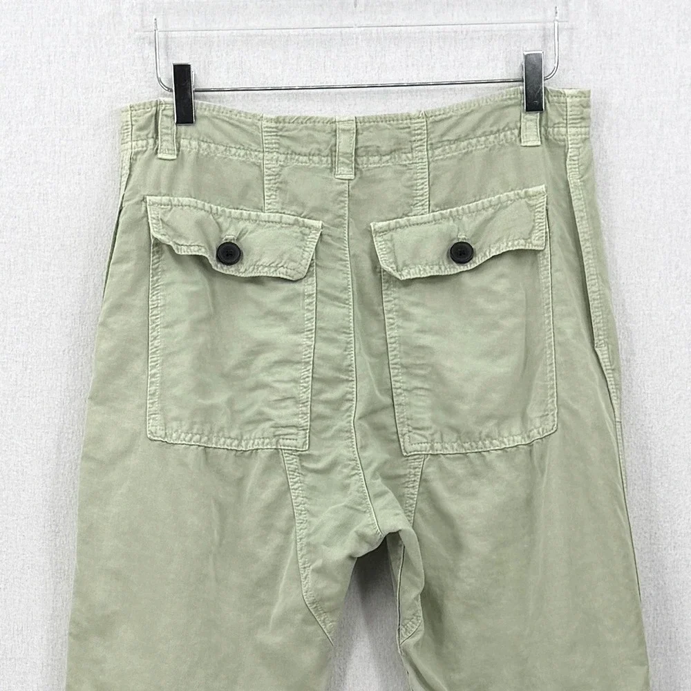 ZARA The Tokyo Trouser Pants Women Small Green Cuffed Cropped Wide leg Cargo